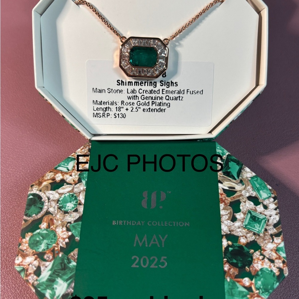 Green and Rose Gold Necklace with Emerald Accents